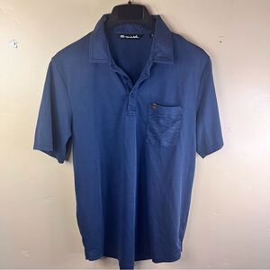 Travis Mathew Mens Blue Short Sleeve Polo‎ Size Medium Preppy Golf Country Club
